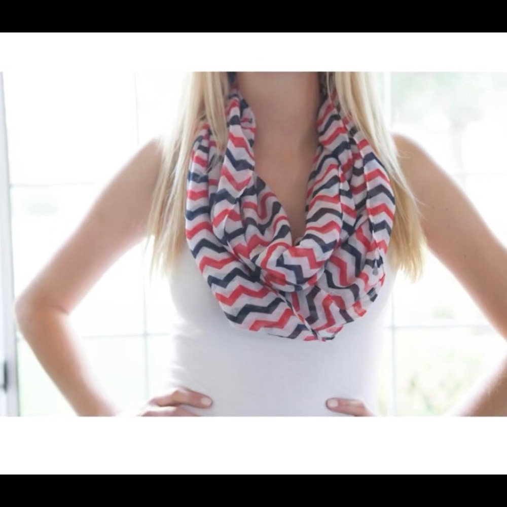Red white and blue striped scarf